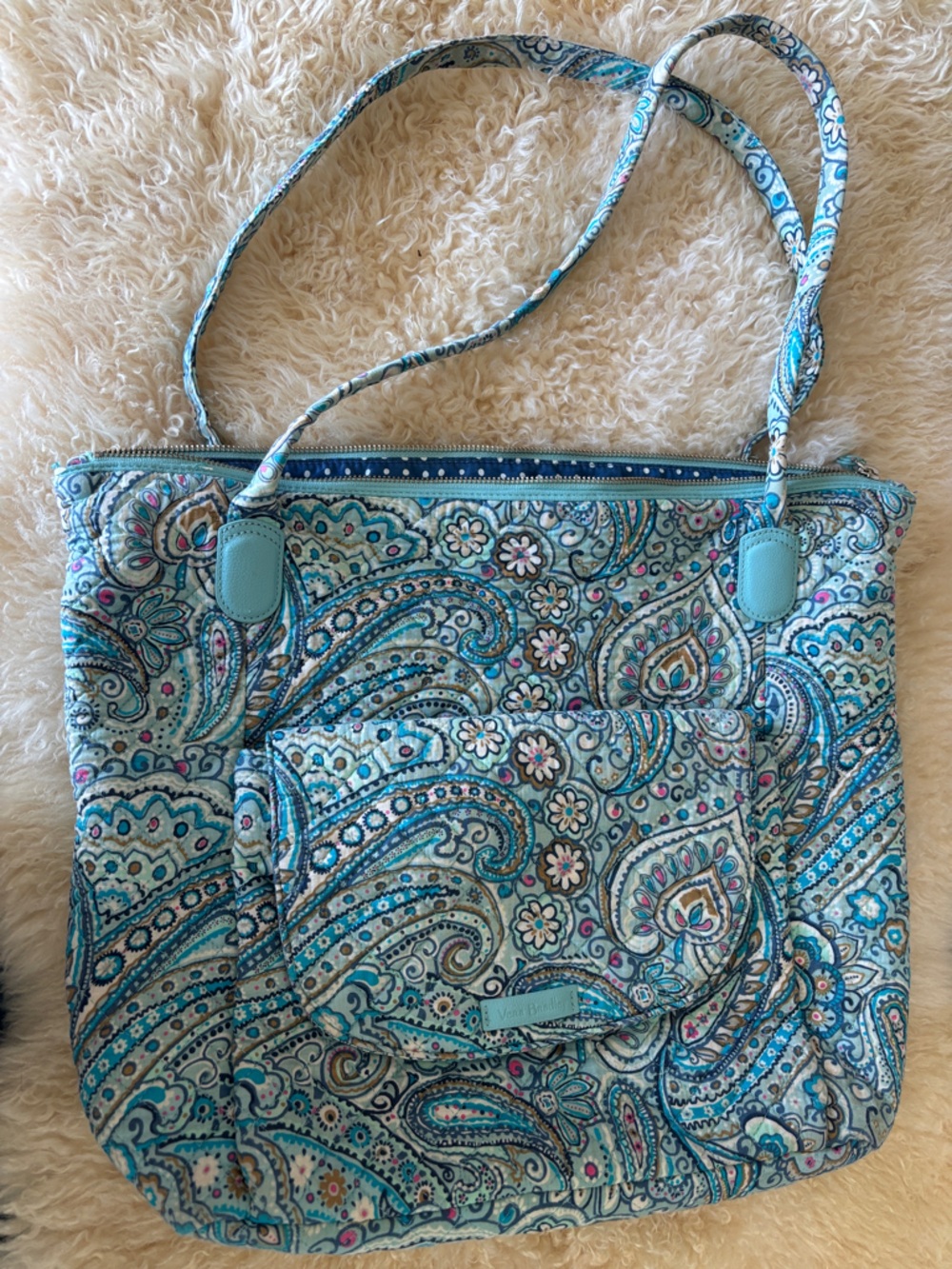 Vera Bradley Turquoise Paisley Quilted Tote